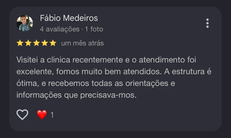 Print de depoimento — WhatsApp, Google ou Instagram